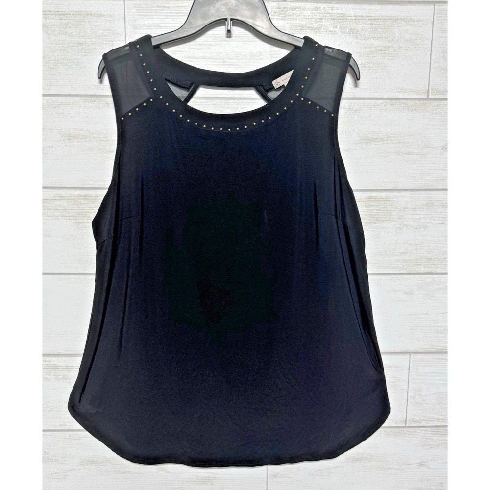 DB Established 1962 Womens Sleeveless Black Top Size 1x studded neckline